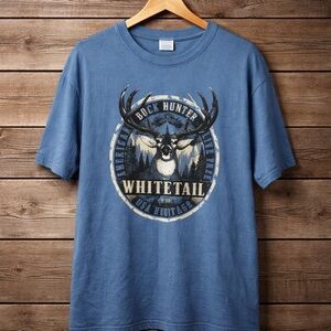 Delta Pro weight 2x Whitetail Buck Themed Cotton CrewneckTee